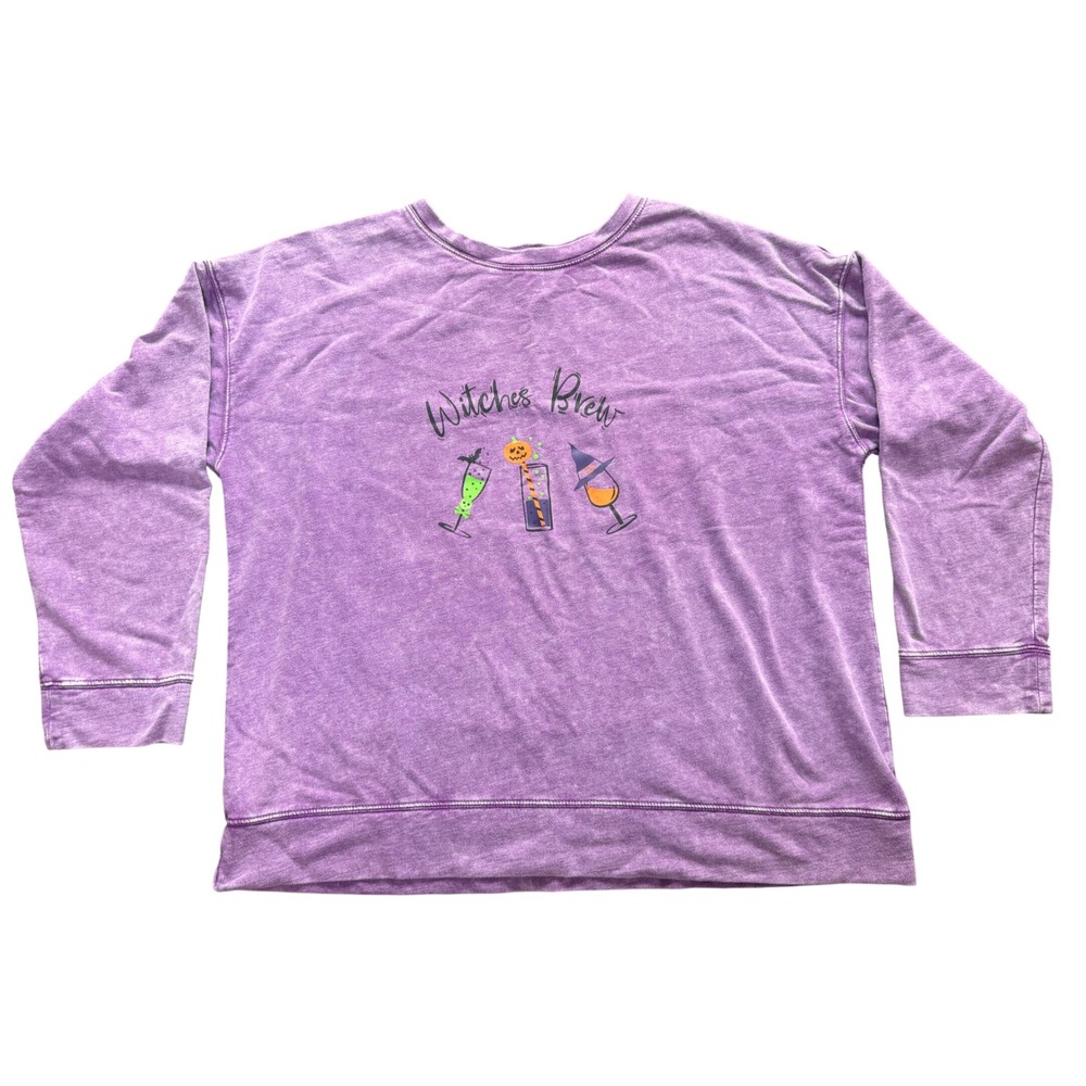 Feeling Festive Sweatshirt Womens XXL Purple Witches Brew Halloween